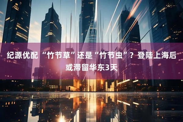 纪源优配 “竹节草”还是“竹节虫”？登陆上海后或滞留华东3天